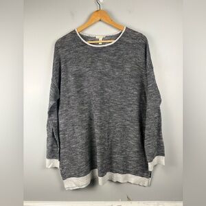 Eileen Fisher sweater Large Black White Organic Linen Cotton Knit Lagenlook